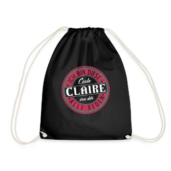 Claire Geschenkidee Geschenk Geburtstag - Turnbeutel - Schwarz - Vorne