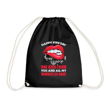 Happy Kiss Day - Drawstring Bag - black - Front