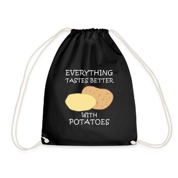 Life With Potatoes Funny Saying Hobby Chef - Drawstring Bag - black - Front