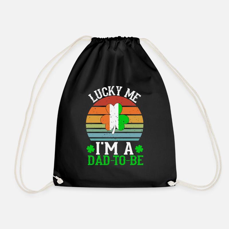 Lucky me i m a dad to be - Drawstring Bag - black