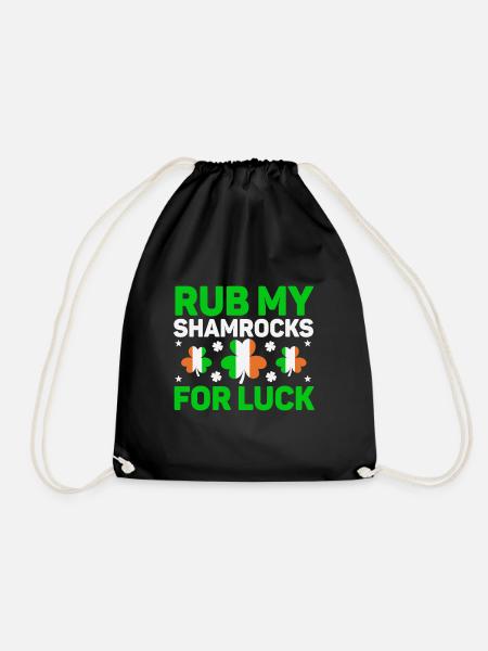 Rub my shamrocks for luck - Drawstring Bag - black