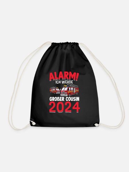 Kinder Alarm Ich werde Großer Cousin 2024 - Turnbeutel - Schwarz
