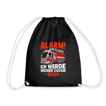 Children's Alarm I'm going to be a Big Cousin 2024 - Drawstring Bag - black - Front