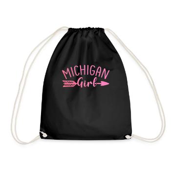 Michigan Girl City State American Town Country - Drawstring Bag - black - Front
