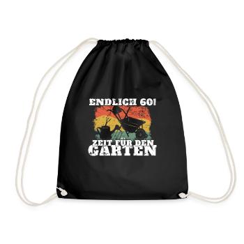 Endlich 60! Zeit Für den Garten 60. Geburtstag - Turnbeutel - Schwarz - Vorne