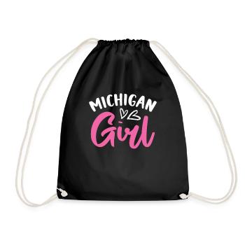 Michigan Girl City State American Town Country - Drawstring Bag - black - Front