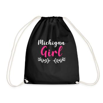 Michigan Girl City State American Town Country - Drawstring Bag - black - Front