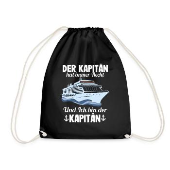 Der Kapitän Hat Immer Recht Lustige Bootbesitzer - Turnbeutel - Schwarz - Vorne