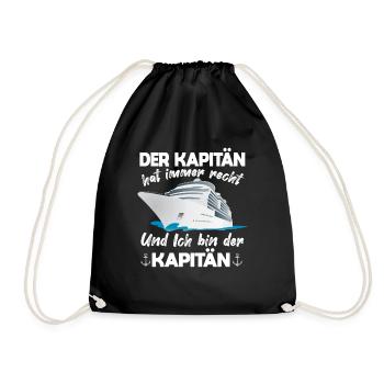 Der Kapitän Hat Immer Recht Lustige Bootbesitzer - Turnbeutel - Schwarz - Vorne