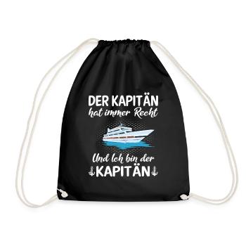 Der Kapitän Hat Immer Recht Lustige Bootbesitzer - Turnbeutel - Schwarz - Vorne