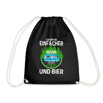 Ich Bin Ein Einfacher Mann Ich Mag Camping Und - Turnbeutel - Schwarz - Vorne