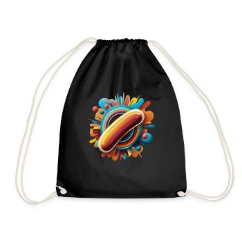 Hot-dog de restauration rapide dans le style BD - Sac de sport léger - noir - Devant