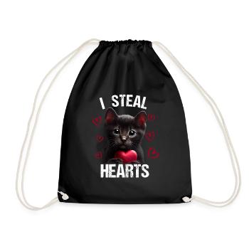 Je vole des cœurs chat - Sac de sport léger - noir - Devant