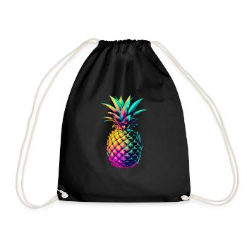 EDM Music Rave Festival Pineapple Techno - Drawstring Bag - black - Front