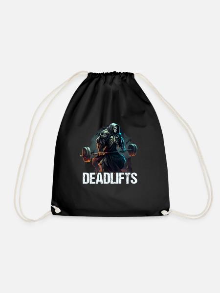 Deadlifts Gym Fitness Fun Workout - Drawstring Bag - black