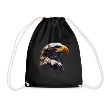 Cooles Polygon Design Mit Einem Weißkopfseeadler - Turnbeutel - Schwarz - Vorne