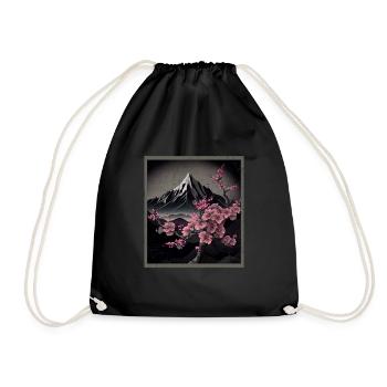 Temple japonais vintage des fleurs de cerisier Sakura - Sac de sport léger - noir - Devant