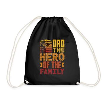 Dad The Hero Of The Family Father's Day - Drawstring Bag - black - Front
