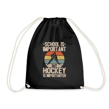 School is important, but hockey is more important - Drawstring Bag - black - Front