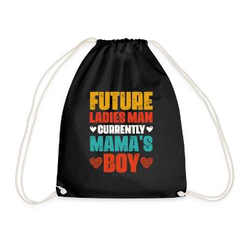 Future Ladies Man Derzeit Mama s Boy lustiges Geschenk - Turnbeutel - Schwarz - Vorne