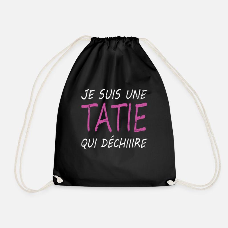 Gift For Aunt Aunty French Quote - Drawstring Bag - black