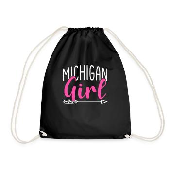 Michigan Girl City State American Town Country - Drawstring Bag - black - Front