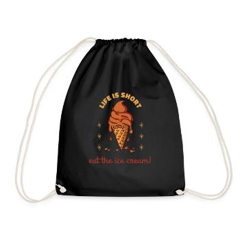 La vie est courte Mangez la crème glacée! Crème glacée amusante - Sac de sport léger - noir - Devant