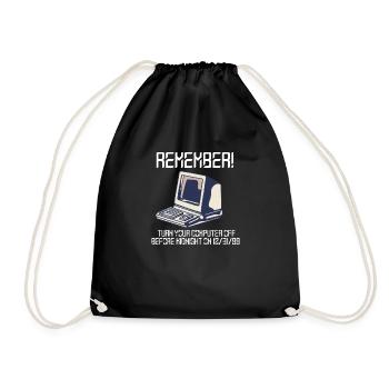 Funny y2k Computer Shirt, 1999, Funny Tech Shirts, - Drawstring Bag - black - Front
