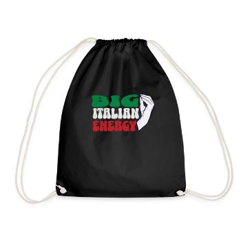 Big italian Energy Shirt, Funny Italian Shirt for - Drawstring Bag - black - Front