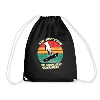 Fingerboarding Shirt, Fingerboard Shirt, Fingerboa - Drawstring Bag - black - Front