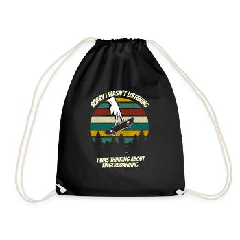 Funny Fingerboarding Shirt, Fingerboard Shirt, Fin - Drawstring Bag - black - Front
