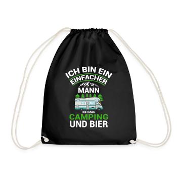 Ich Bin Ein Einfacher Mann Ich Mag Camping Und - Turnbeutel - Schwarz - Vorne