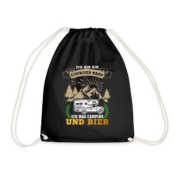 Ich Bin Ein Einfacher Mann Camping Und Bier - Turnbeutel - Schwarz - Vorne