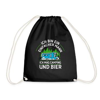 Ich Bin Ein Einfacher Mann Camping Und Bier - Turnbeutel - Schwarz - Vorne