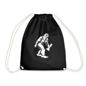 Bigfoot Chess Shirt, Funny Bigfoot Playing Chess T - Drawstring Bag - black - Front