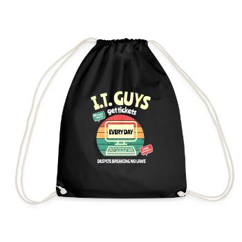 Funny IT Guy Shirt, Put in A Ticket Shirt I.T. Dep - Drawstring Bag - black - Front