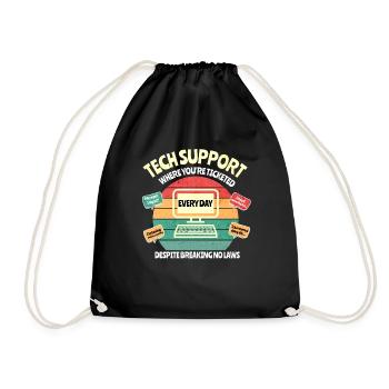 Funny IT Department Shirt, Funny Tech Support Shir - Drawstring Bag - black - Front