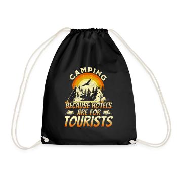 Camping because hotels are for tourists - Sac de sport léger - noir - Devant