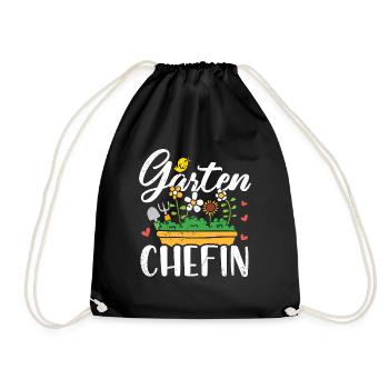 Gartenchefin Garten Chefin Gärtner Gärtnerin - Turnbeutel - Schwarz - Vorne