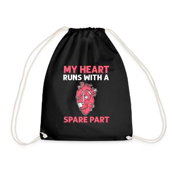 My heart runs with a spare part. Operation - Drawstring Bag - black - Front