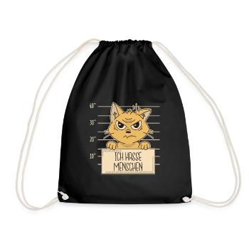 Katze Ich hasse Menschen - Turnbeutel - Schwarz - Vorne