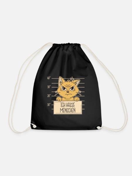 Katze Ich hasse Menschen - Turnbeutel - Schwarz