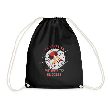 I'm Pedaling My Way To Success Retro Biking - Drawstring Bag - black - Front