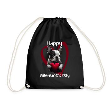 Happy Valentins Day French Bulldog - Turnbeutel - Schwarz - Vorne