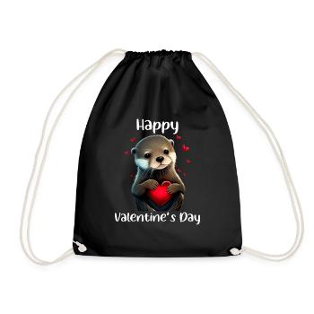Otter Happy Valentines Day - Turnbeutel - Schwarz - Vorne
