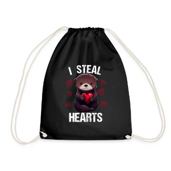 Je vole des cœurs Loutre - Sac de sport léger - noir - Devant