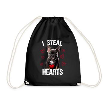 Je vole des cœurs chien Frenchie français bulldog - Sac de sport léger - noir - Devant