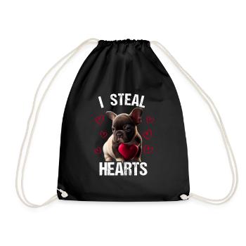 Je vole des cœurs chien Frenchie français bulldog - Sac de sport léger - noir - Devant