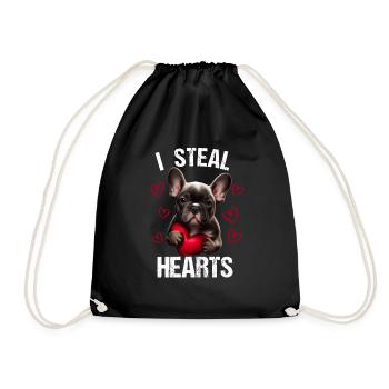 Je vole des cœurs chien Frenchie français bulldog - Sac de sport léger - noir - Devant