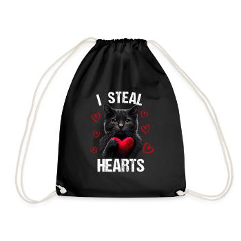 Je vole des cœurs chat - Sac de sport léger - noir - Devant